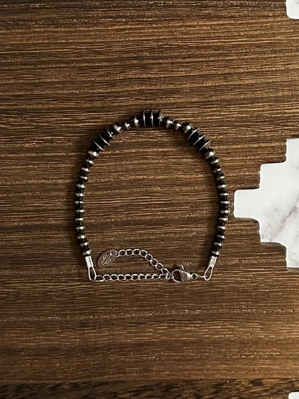 Handmade Triple Saucer Brushed Steel Western Pearl Bracelet